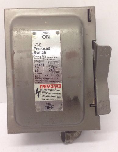Siemens i-t-e vacu-break enclosed electric switch jn421r - 240vac 3-phase 30 amp for sale
