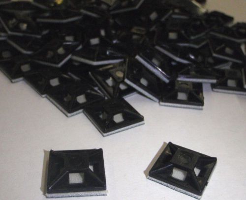 100pc cable zip tie wrap adhesive mounting base hs100 small black 1/2&#034; x 1/2&#034; for sale