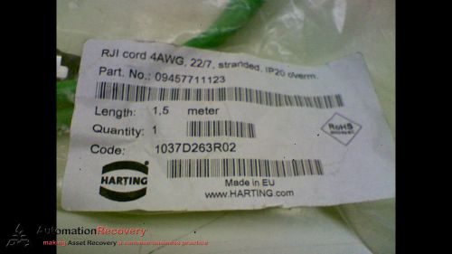 HARTING 09457711123 RJI CORD DOUBLE ENDED 4AWG  22/7, STRANDED  1P20, NEW