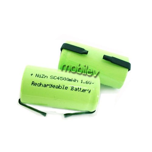 2 x 4500mWh Sub C 1.6V Volt NiZn Rechargeable Battery Cell Pack with Tab Green