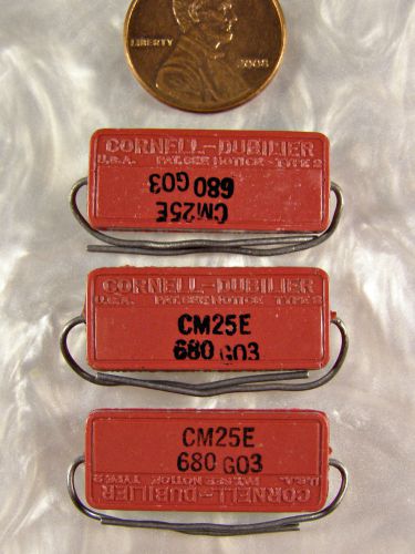 3 Cornell Dubilier 68pf 600V Molded Mica Capacitors +/-2% NOS Type 2