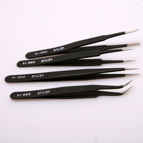 4 pcs new all purpose precision tweezer set stainless steel anti static tool kit for sale