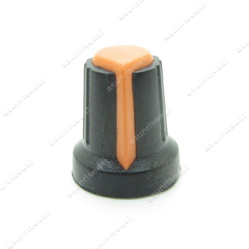 10x Potentiometer Pot Knob Black With Orange Pointer for 6mm Split Splined Shaft