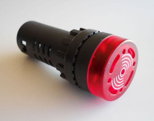 (2 PCs) AD16-22SM 22mm 220~240V RED LED Indicator Light Signal Flash Buzzer Beep