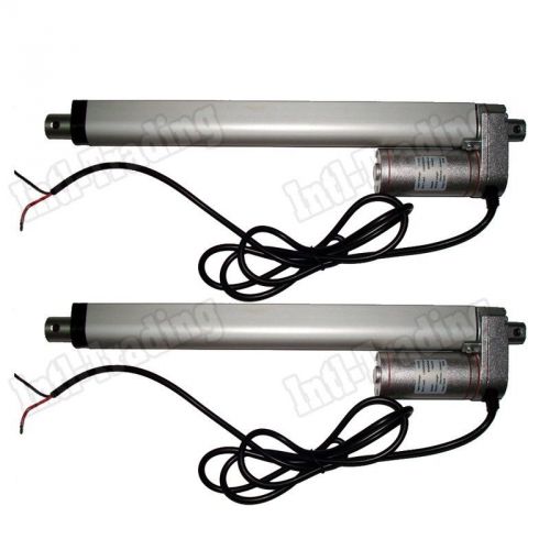 Set of TWO Heavy Duty 12&#034; Linear Actuator Stroke DC 12V Volt 220 Pound Max Lift