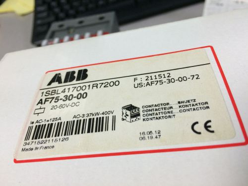 ABB AF75-30-00-72 75A 30HP @ 240VAC 60HP @ 480VAC, 20-60VDC COIL *NEW IN BOX!*