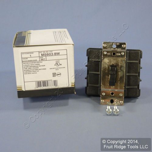 Leviton motor starter switch triple pole tpst 60a 600v ms603-bw boxed for sale