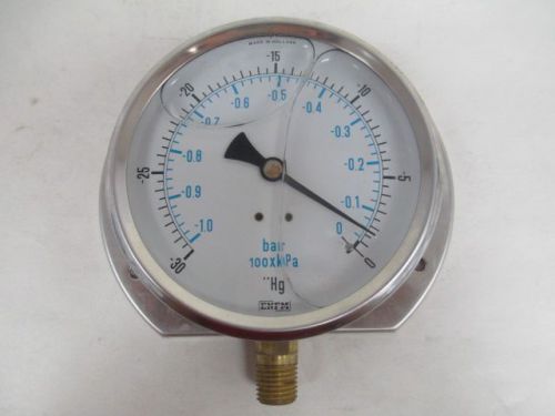 NEW ENFM 6212 -30-0IN-HG STAINLESS 3.5 IN 1/4 IN NPT PRESSURE GAUGE D215188