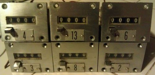 VINTAGE METAL VEEDER ROOT 4 DIGIT COUNTER WITH RESET BUTTON AND STAINLESS FACE