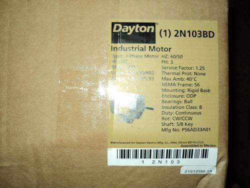 Dayton motor ,  3 ph, 1/2hp, 1725 rpm , 208-230/460  volt , general purpose for sale