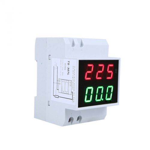 Digital LED Din Rail Ammeter Voltmeter Voltage Meter AC80-300V 0.2-99.9A