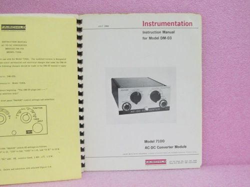 Fairchild Manual DM-03 AC/DC Converter Module Instruction Manual w/Schematic