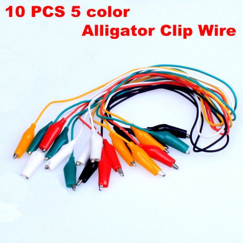 10x 5 color double-ended test alligator crocodile roach clip jumper wire ind for sale