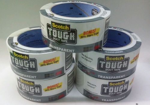 LOT OF 5 Scotch Transparent Duct Tape Bonus Rolls 1.88in X 24yd