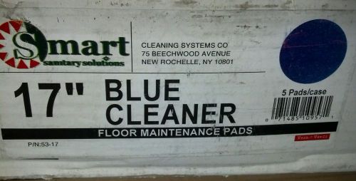 17&#034; Blue Cleaner Floor Pad. Floor Buffer Maintenance Pads. 5 Pads / Case NEW