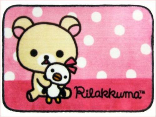 San-x rilakkuma carpet doormat floor mat rug 17&#034;3/4*25&#034;1/2 polka dot pink for sale