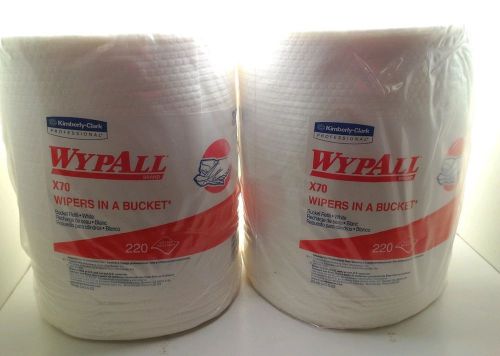 (2) Kimberly Clark Wypall X70 Wipers in a Bucket Refill 13&#034; X 9.75&#034; 220ct Roll