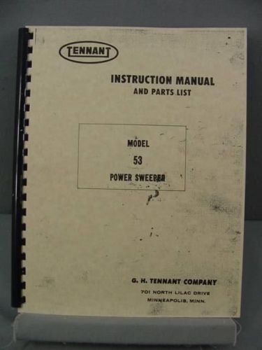 Tennant 53 power sweeper instruction &amp; parts manual for sale