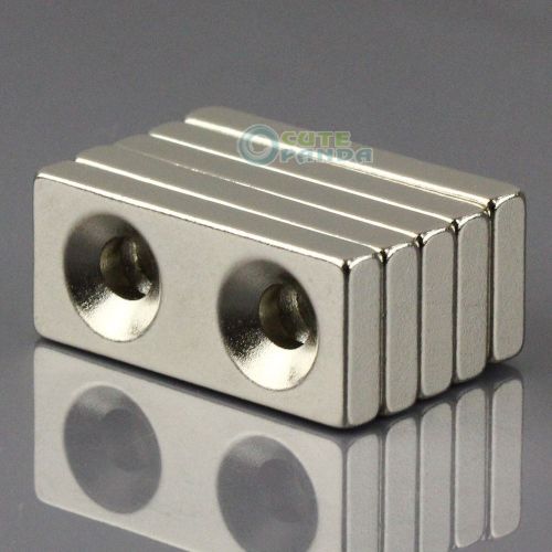 5x N50 Block Magnets 28 x12 x 4mm Counter Sunk 2- Hole 4mm Rare Earth Neodymium