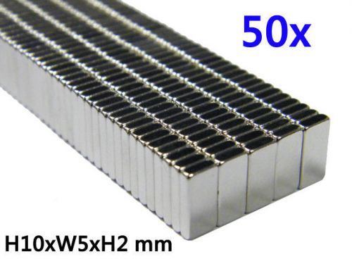 50pcs Super Strong Neodymium Rare Earth N 38 Magnet Nickel Coating H10 x L5 x H2