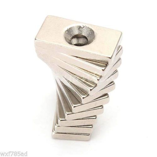 10pcs 20x10x3mm countersunk magnets block neodymium n35 rare earth 4mm hole for sale