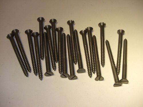 Vintage 4&#034; #20 slotted flat head bright wood screws lot of 20 national lock co for sale