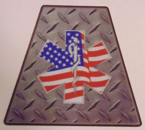 American Flag EMS Star of Life on Diamond Plate Background Helmet Tetrahedron