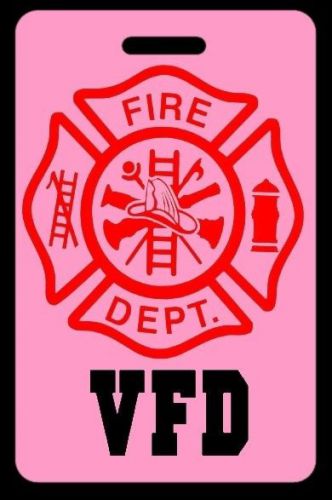 Pink VFD Firefighter Luggage/Gear Bag Tag - FREE Personalization - New
