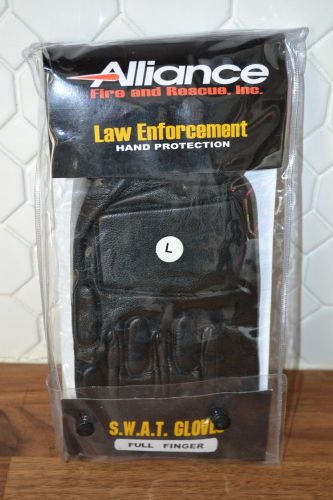 Law Enforcement S.W.A.T. Gloves, Full Finger, Leather, Velcro Wrist, Size Medium