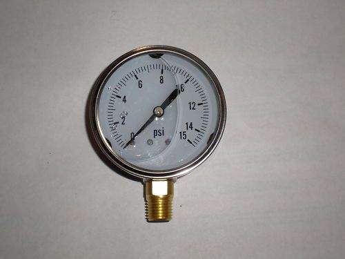 New hydraulic liquid filled pressure gauge 0-15 psi for sale