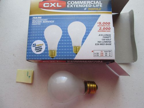 LOT OF 4 NEW IN PKG CXL 75A/RS FROSTED ROUGH SURFACE FROSTED BULB A19  (288-2)