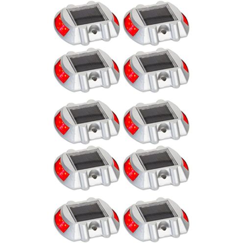 10 Pack Red Solar Power LED Road Stud Driveway Pathway Stair Deck Dock Lights