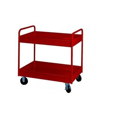 Heavy Duty Stock Cart 2 Trays, 800lbs Capacity Textured Red Store Office Jobsite