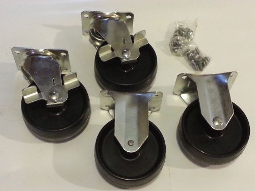 4&#034; caster set 2 swivel w brake, 2 fixed - 5 1/2&#034; overall height for sale