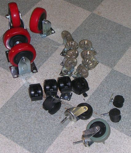 Lot of 17 clear black furniture machine swivel wheel casters caster wheels for sale