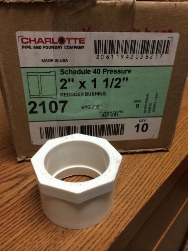 Charlotte pipe reducer bushing sch 40 pvc pressure 2x1-1/2 box of 10 (e1) for sale