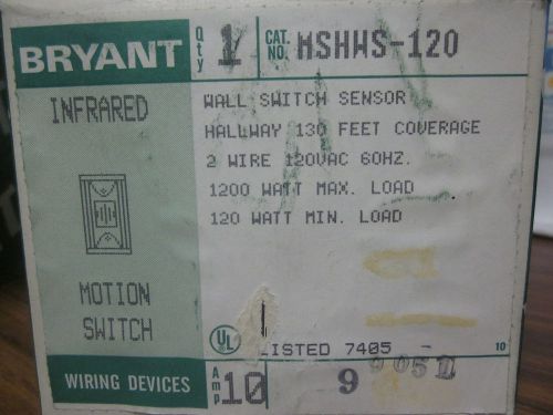 NEW BRYANT  INFRARED MOTION SWITCH CAT No. MSHWS-120.......MM-769