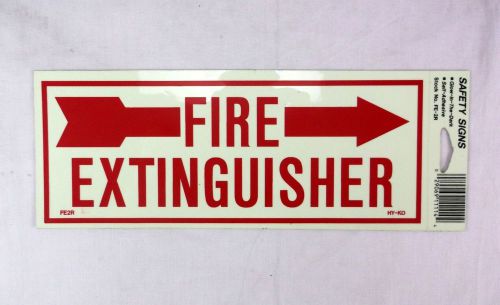 Glow-in-the-dark fire extinguisher right arrow sign self adhesive 10&#034; x 4&#034; hy-ko for sale
