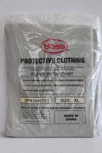 NEW BOSS PROTECTIVE GRAY SIZE XL JACKET AND TROUSERS FLAME RETARDANT WATERPROOF