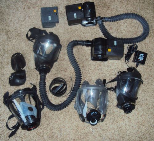 Lot of 4 Gas Respirator Masks Power Assisted Respirators Extras MSA 3M