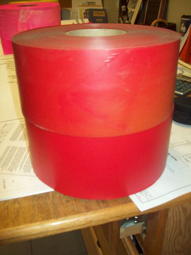 Vinyl pvc plastic red flagging taffeta ribbon tape 4&#034; x 2000&#039; lot 2 dayglow for sale