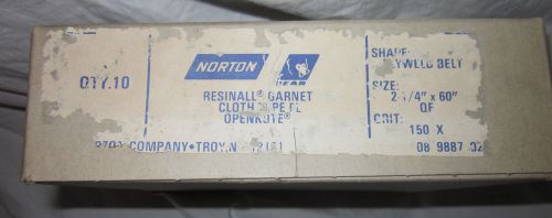 10x Norton Resinall Garnet Plyweld Belt 2.25&#034; x 60&#034; 150-X Cloth Type Openkote
