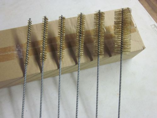 6pc 16&#034; long brass wire round tube gun cleaning brushes 3/8&#034;-1-1/2&#034; brush bottle for sale