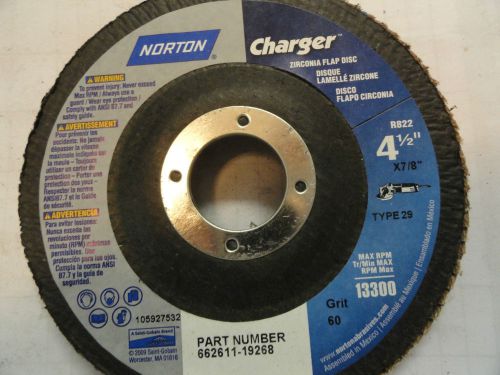 2 Norton &#034;Charger&#034;  4 1/2&#034; X 7/8&#034; Flap Discs, 60 Grit, 662611-19268
