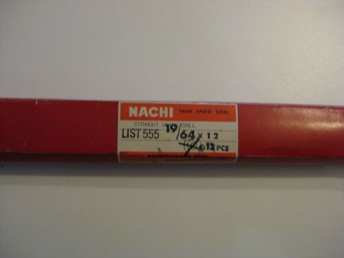 3-new nachi 19/64&#034;x12&#034; list 555 aircraft ext drill bit spring tempered shank 135 for sale