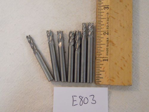 7 NEW 6 MM SHANK CARBIDE ENDMILLS. 4 FLUTE. MADE IN THE USA  {E803}