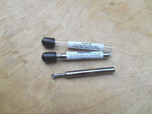Microcut end mill, carbide dbl.angle cutter , 1/4 x 90 degree incl. , lot of 2 for sale