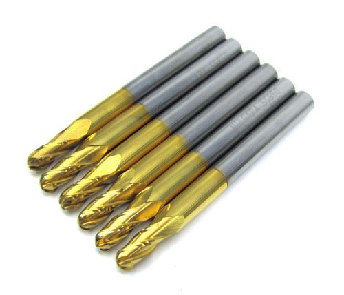 Four niagara 5/32&#034; tin coated solid carbide ball nose endmills 55850 for sale