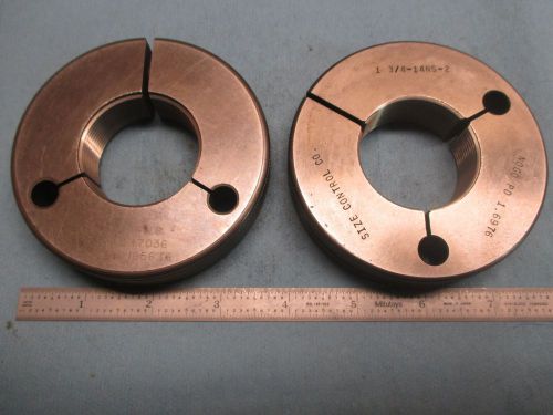 1 3/4 14 NS 2 THREAD RING GAGE 1.750 P.D.&#039;S = 1.7036 &amp; 1.6976 TOOLING MACHINIST