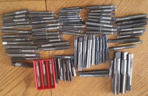 Huge mixed lot of 75+ hand &amp; machine taps nf-nc, hss, mm &amp; sae, usa 5mm - 7/8&#034; for sale